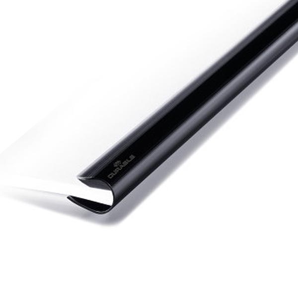 Durable Klemmschiene, DIN A4, Füllhöhe: 6 mm, schwarz aus Kunststoff, für  ca. 60 Blatt, Inhalt: 100 Stück