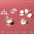 Office chairs, white, 5-star bases, with armrests, 10 pieces