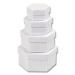Boxes from white cardboard, hexagonal