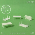 Table with 4 legs, white, 1:50, 39 x 19 mm, Height 15 mm