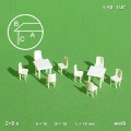 Tables and Chairs, white, 1:50