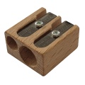 Pencil sharpener double made of wood