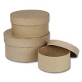 Brown cardboard boxes, round